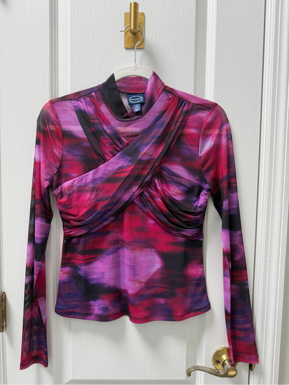 Scoop Mesh Criss Cross Pink Purple Top